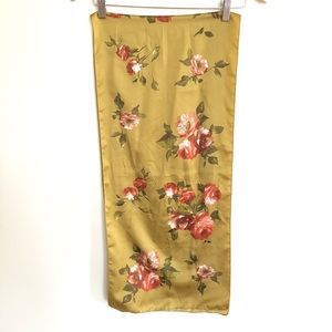 SCARF | Golden with Pink + Red Flowers